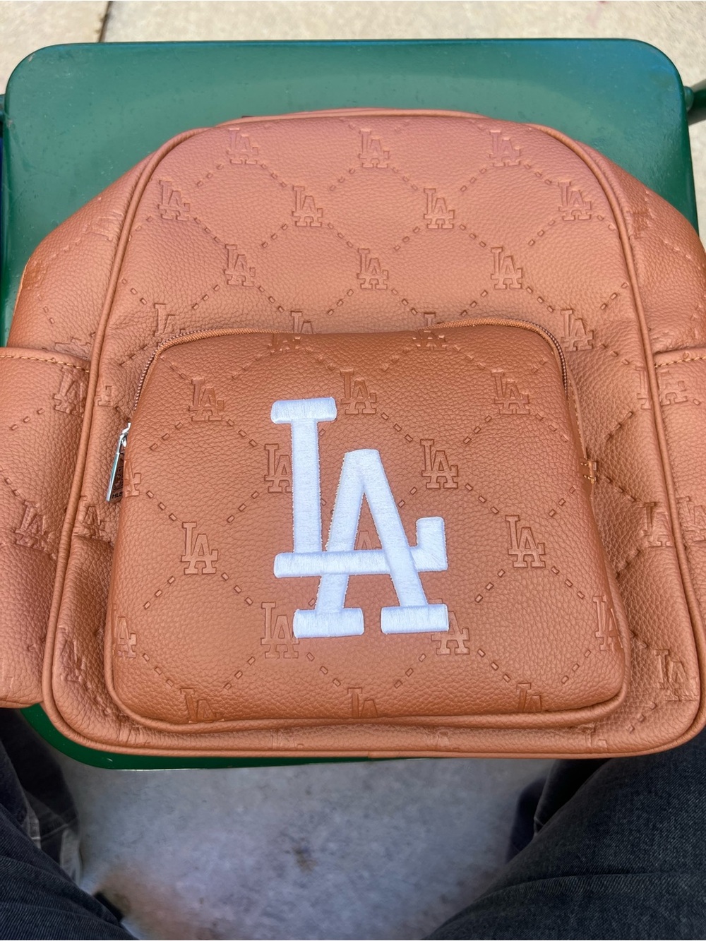 Montana West Cognac Embossed LA Logo Backpack with White Patch